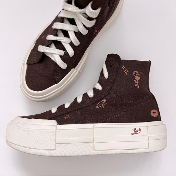 Converse Shoes - CONVERSE ALL STAR Chuck Taylor Cruise High Top Sneakers Tiny Tattoos Brown 8
